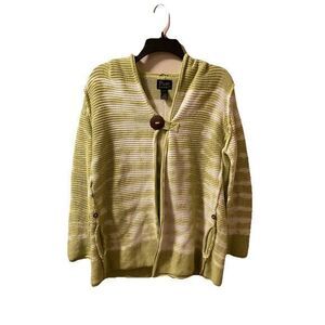 Pure Handknit Cardigan Sweater Tie‎ Dye Chunky Size L/XL Green Hooded Cotton